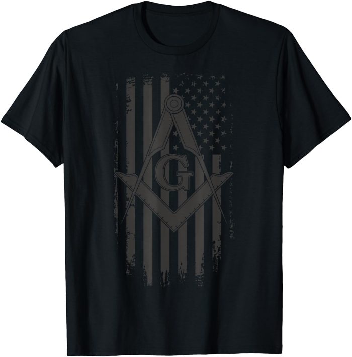 Mens Masonic American Flag Square and Compass - Freemason T-Shirt T-Shirt