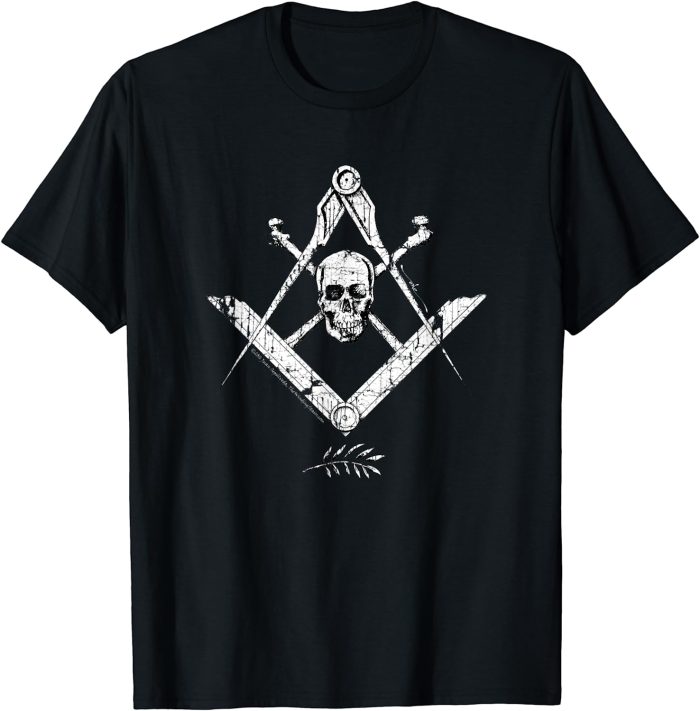 Mens Memento Mori Freemason Shirt Skull and Bones Masonic T-Shirt (1)