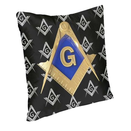 Nordic Gold Freemason Logo Cushion Cover for Sofa Soft Masonic Freemasonry Pillow Case fo