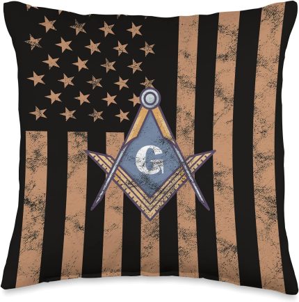 Square And Compass Freemason Masonic Throw Pillow, 16x16, Multicolor (1)