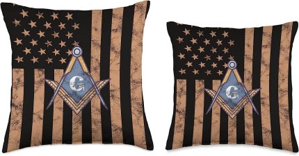 Square And Compass Freemason Masonic Throw Pillow, 16x16, Multicolor (2)