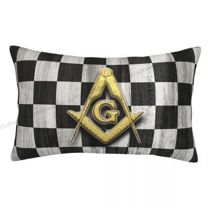 Square Compass And Checkers Cojines Pillowcase Freemason Compass Masonic Cushio