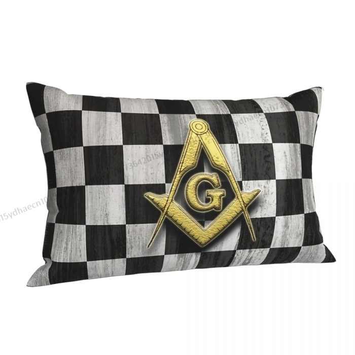 Square Compass And Checkers Cojines Pillowcase Freemason Compass Masonic Cushio (5)