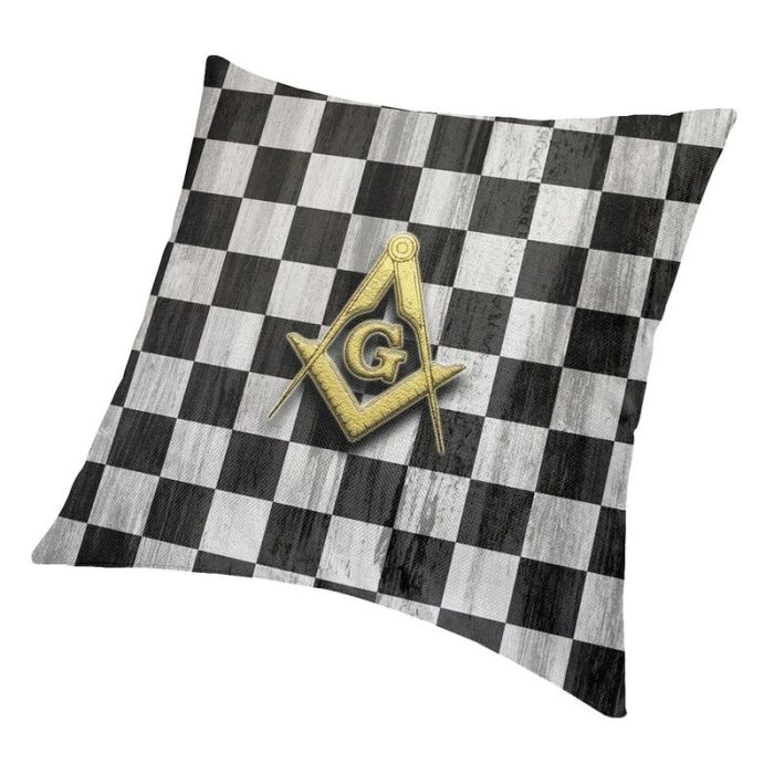 Square Compass And Checkers Pillow Covers Decoration Modern Masonic Freemason Cush (3)