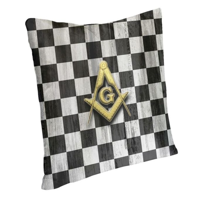 Square Compass And Checkers Pillow Covers Decoration Modern Masonic Freemason Cush