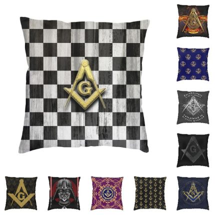 Square Compass And Checkers Pillow Covers Decoration Modern Masonic Freemason Cushio (1)