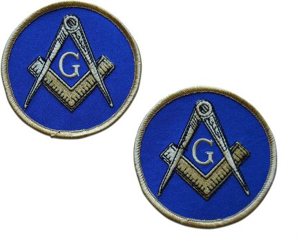 2-Piece Free Mason Blue Circle Freemason Pride Patch Sew or Iron On by Novel Merk (1)