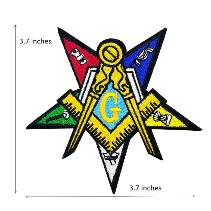 2 pcs set Masonic Order of The Eastern Star Embroidered Iron On Patches (1)