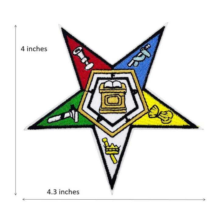 2 pcs set Masonic Order of The Eastern Star Embroidered Iron On Patches (2)