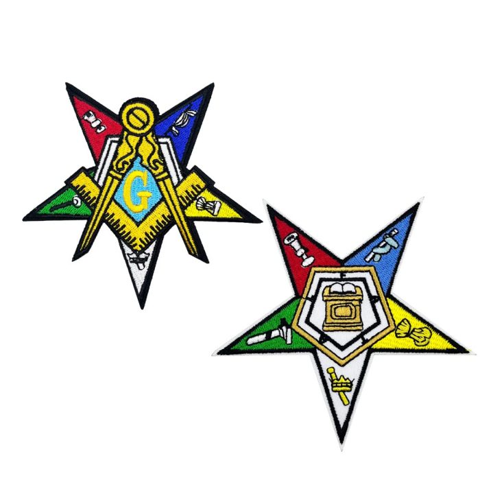 2 pcs set Masonic Order of The Eastern Star Embroidered Iron On Patches (3)