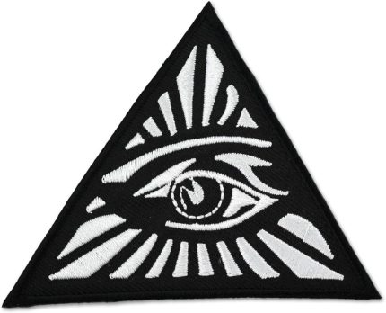 All Seeing Eye Triangle Embroidered Masonic Patch - [Black & White][3'' Tall]