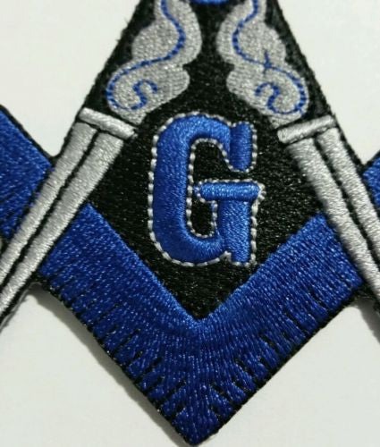 FREEMASON MASONIC BLUE AND GREY IRON ON PATCH (1)