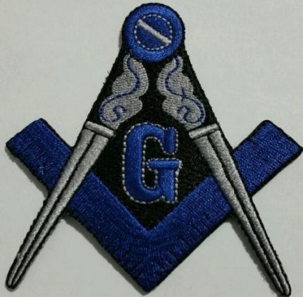 FREEMASON MASONIC BLUE AND GREY IRON ON PATCH (2)