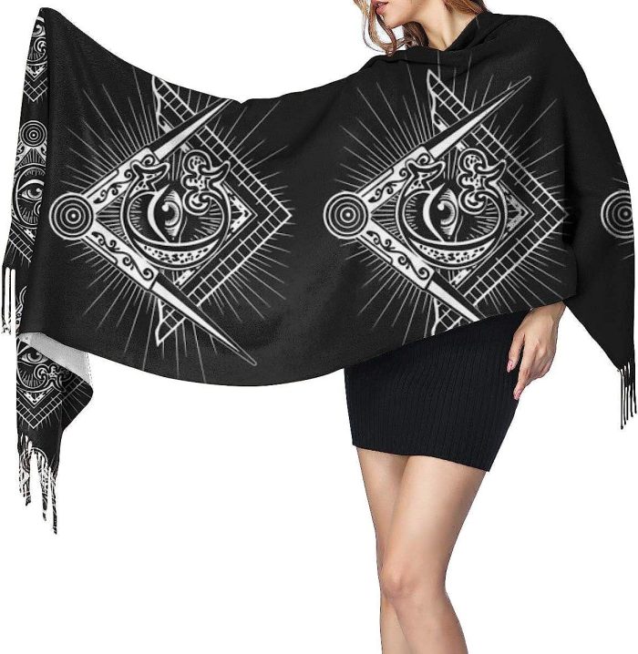 Freemasonry Freemason Logos Black Women Ladies Long Scarf WinterFall Pashmina Shawls WrapsFreemasonry Freemason Logos Black Wome (1)