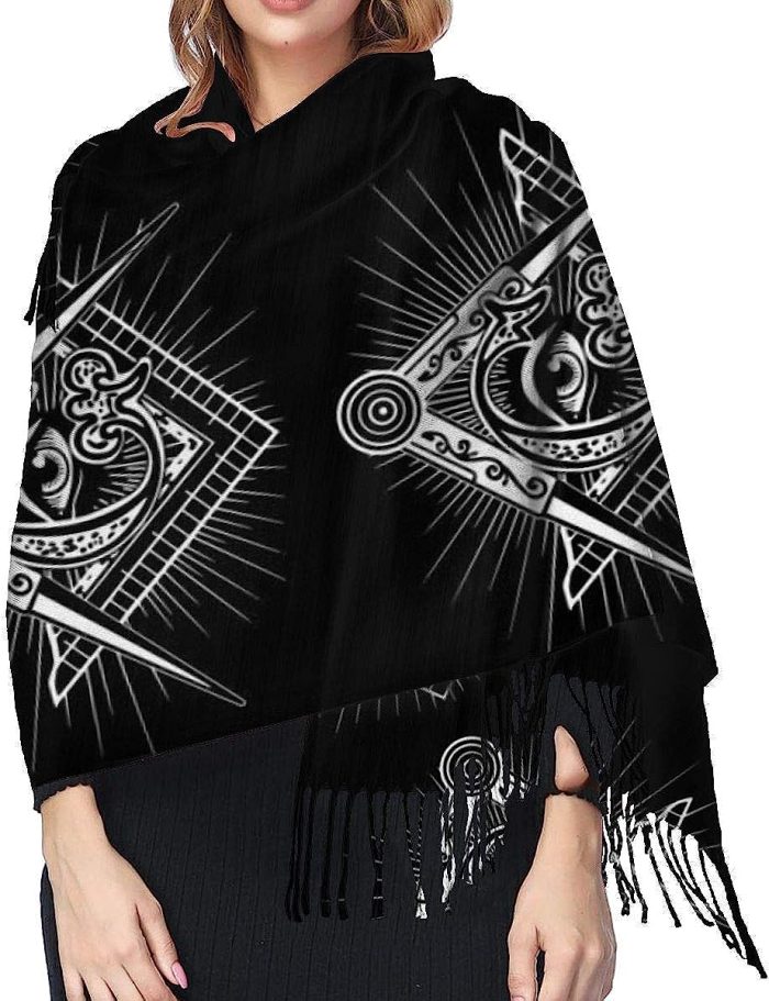 Freemasonry Freemason Logos Black Women Ladies Long Scarf WinterFall Pashmina Shawls WrapsFreemasonry Freemason Logos Black Wome (1)