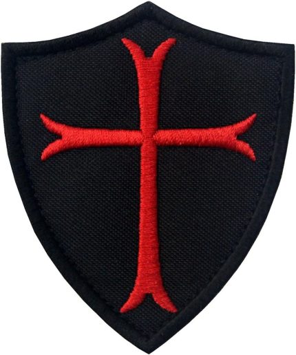 Knights Templar Cross Shield Military Morale Embroidered Fastener Hook & Loop