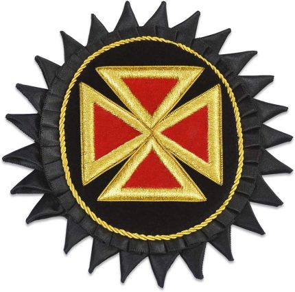 Knights Templar Teutonic Cross Embroidered Masonic Patch - [Black, Gold & Red][5 12''