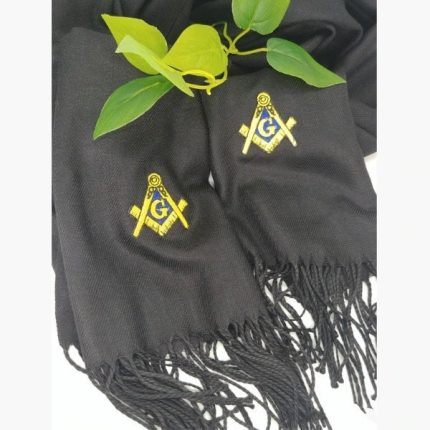 MASTER MASON BLUE LODGE SCARF - BLACK EMBROIDERY CASHMERE (1)