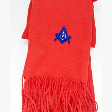 MASTER MASON BLUE LODGE SCARF - RED EMBROIDERY CASHMERE (2)