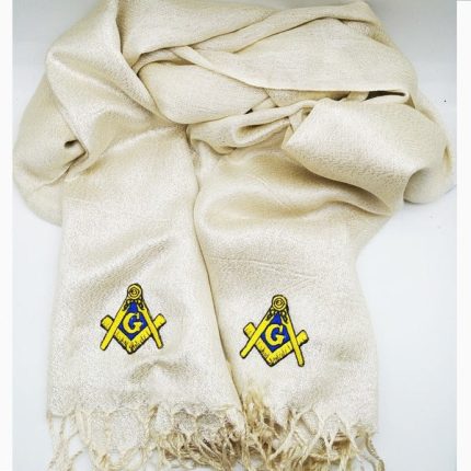 MASTER MASON BLUE LODGE SCARF - WHITE EMBROIDERY CASHMERE (1)