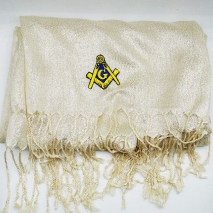 MASTER MASON BLUE LODGE SCARF - WHITE EMBROIDERY CASHMERE (2)