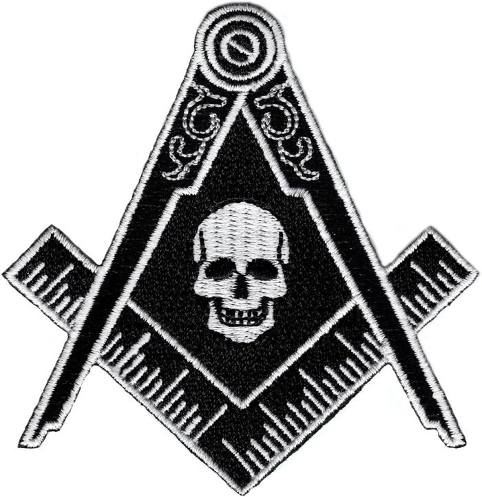 Masonic Black Skull Patch Iron On Embroidered Freemason Mason G Square Compass