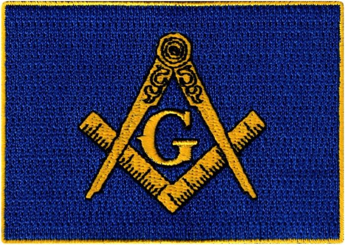 Masonic Flag Patch Embroidered Iron-On Freemason Emblem Mason G Square Compass