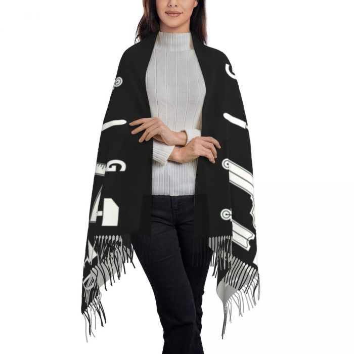 Masonic Freemason Scarf Wrap for Women Long Winter Fall Warm Tassel Shawl Unisex Mason Scarve (3)