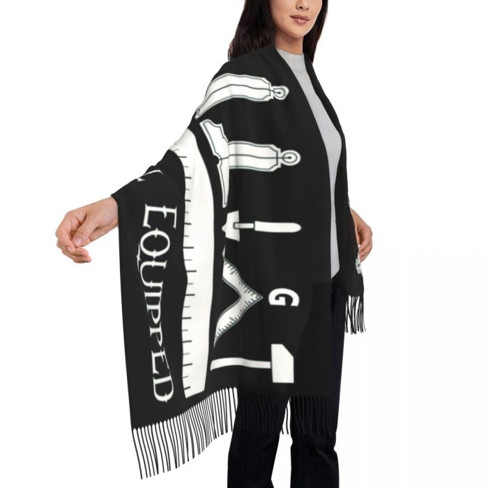 Masonic Freemason Scarf Wrap for Women Long Winter Fall Warm Tassel Shawl Unisex Mason Scarve (4)