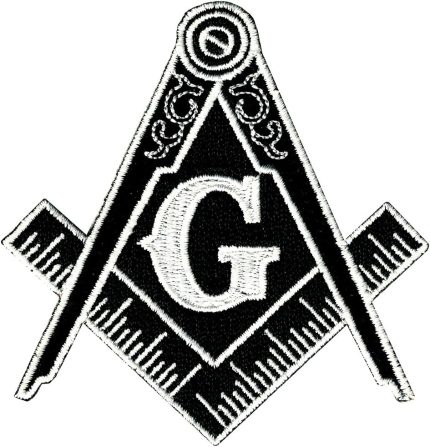 Masonic Logo Patch Black Iron On Embroidered Freemason Mason G Square Compass