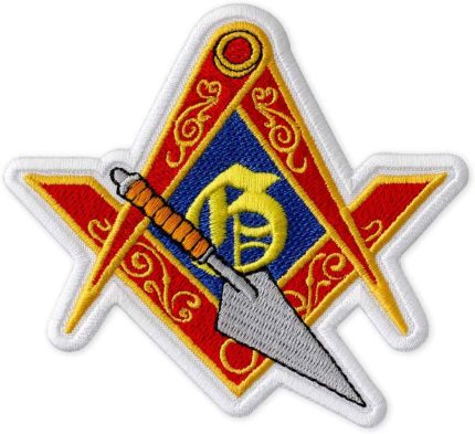 Masonic Logo with Trowel Embroidered Patch Iron On (4.1 × 3 (1)