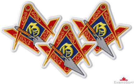 Masonic Logo with Trowel Embroidered Patch Iron On (4.1 × 3 (2)