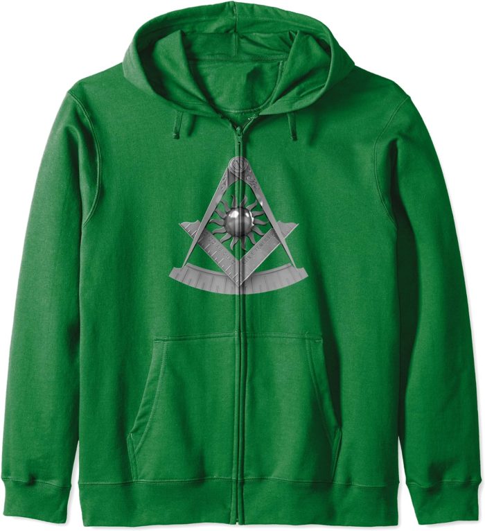 Masonic Past Master Emblem Square & Compass Freemason Zip Hoodie (1)