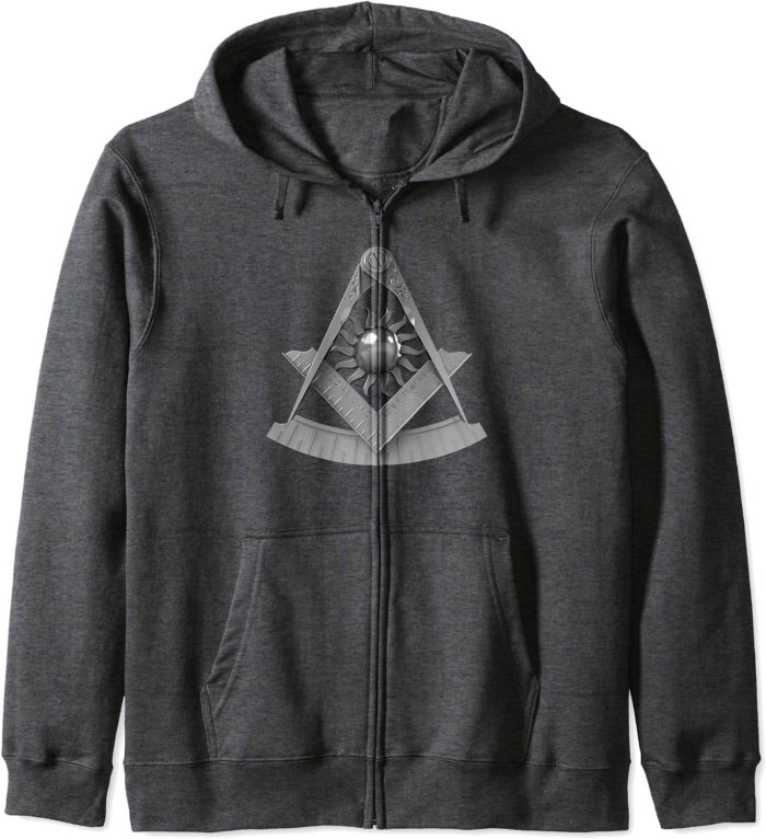 Masonic Past Master Emblem Square & Compass Freemason Zip Hoodie (2)