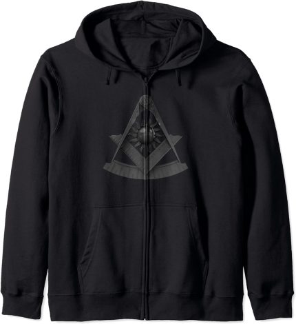 Masonic Past Master Emblem Stealth Freemason Zip Hoodie (1)