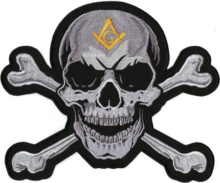 Masonic Skull & Crossbones Large Motorcycle Center Back Patch Em