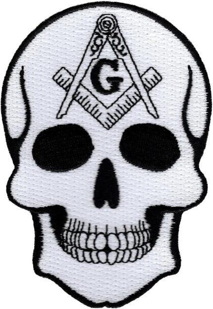 Masonic Skull Patch Head Iron On Embroidered Freemason Mason G Square Compass