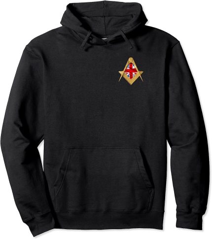 Masonic UK British Flag Square & Compass Freemason Pullover Hoodie (1)