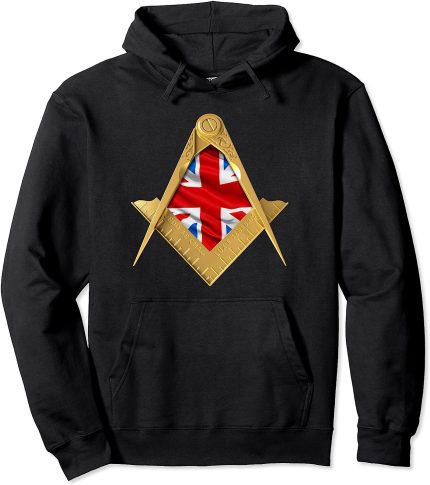 Masonic UK British Flag Union Jack Square Compass Freemason Pullover Hoodie (1)