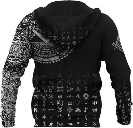 Men Custom Masonic Tattoo Hoodies, 3D Printed Long Sleeve Stree (3)