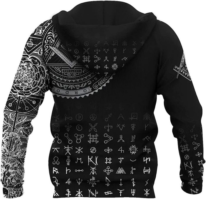 Men Custom Masonic Tattoo Hoodies, 3D Printed Long Sleeve Stree (3)