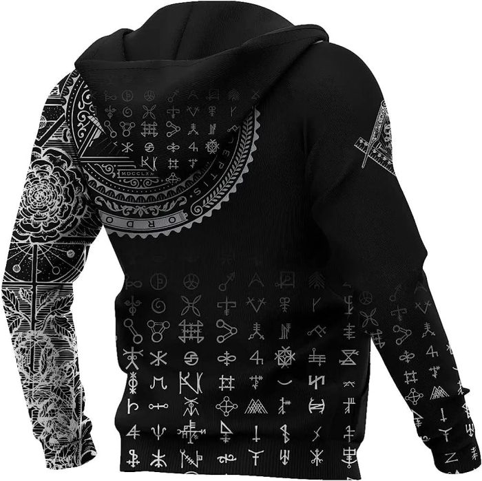 Men Custom Masonic Tattoo Hoodies, 3D Printed Long Sleeve Stree (4)