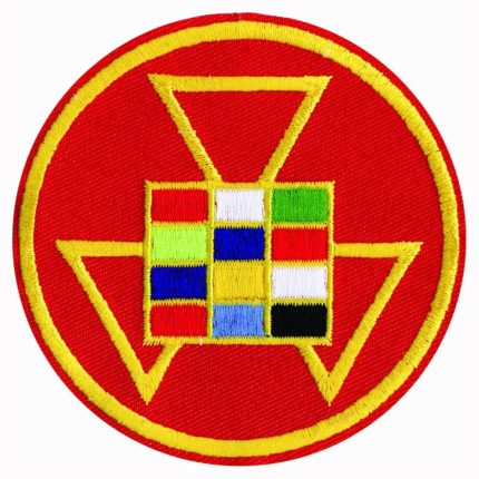 PAST HIGH PRIEST MASONIC PATCH - COLORFUL SYMBOL ON COLOR RED ROUND SURFACE FOR FREE