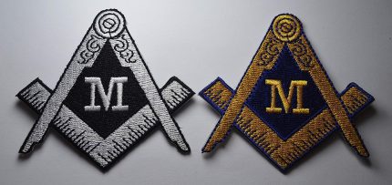 Pair of Large MASONIC SewIron on Embroidered Patches. Squ (1)