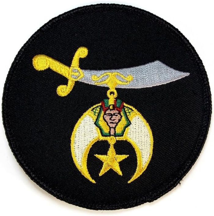 Shrine Scimitar Black Masonic Embroidered Patch Iron Sew PWPM5031