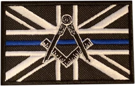 Smartbadge® Masonic without G Thin Blue Line Embroidered SewIron on Patch Badge (A)