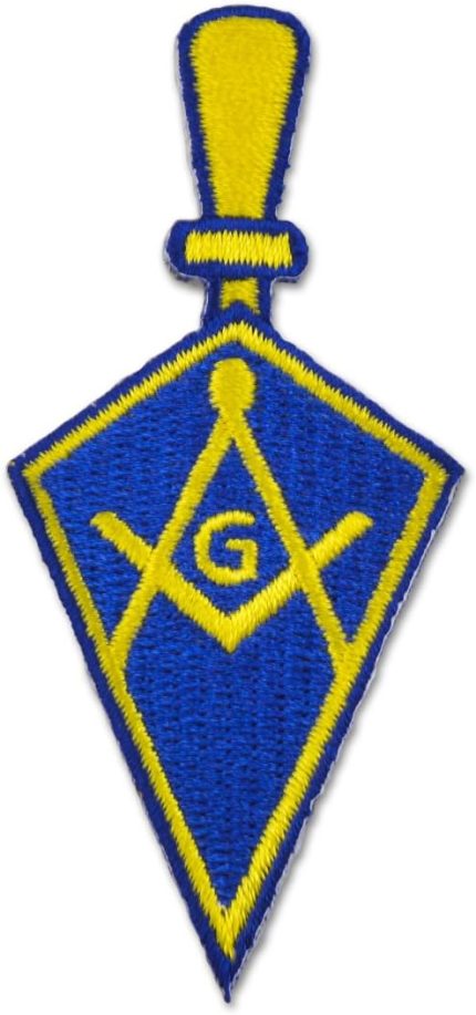 Trowel Square & Compass Embroidered Masonic Patch - [Blue & Gold][3'' Tall]