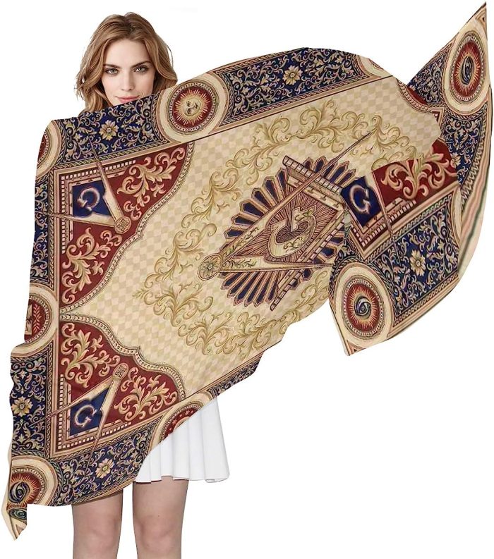 Womens Freemason Scarf Sheer Silky Feeling Long Scarves Lightweight Wrap Shawl (3)