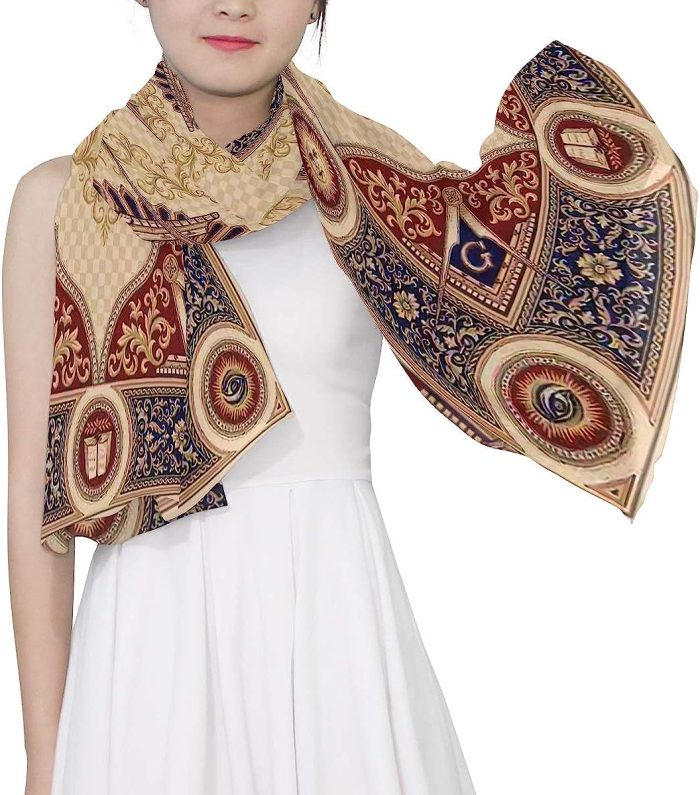 Womens Freemason Scarf Sheer Silky Feeling Long Scarves Lightweight Wrap Shawl (4)