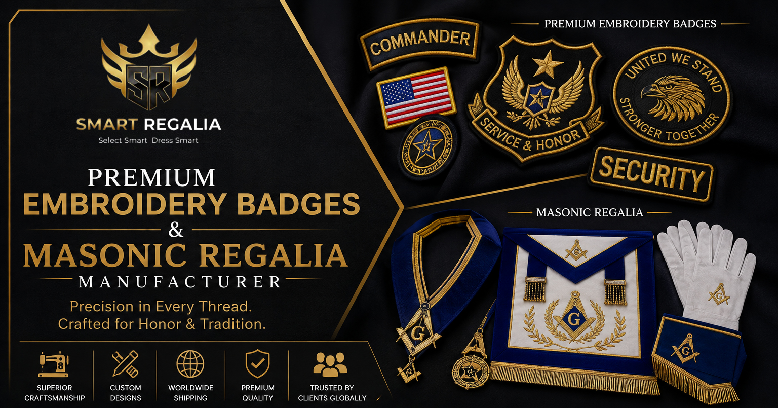 Premium Embroidery Badges & Masonic Regalia Manufacturer